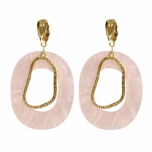 Gold & Champagne Pink Dangle Earrings